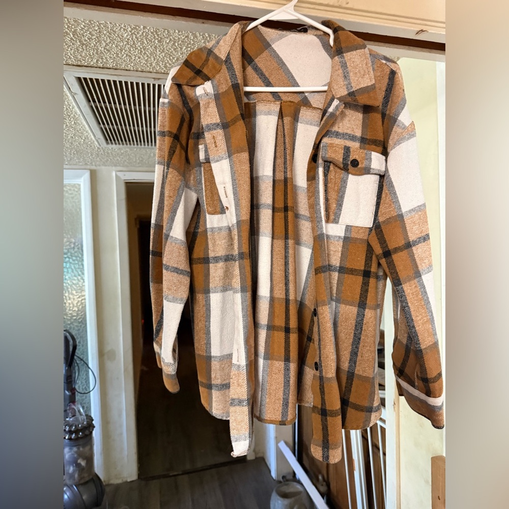 Plaid Button-Up Shirt Jacket